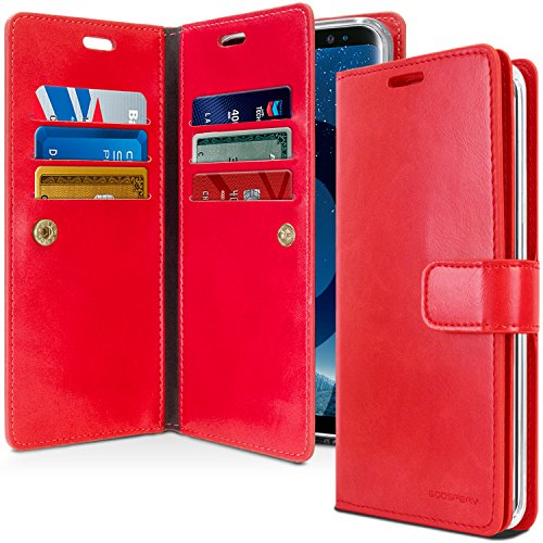 Goospery Mansoor Galaxy S9 (2018) Leather Wallet Case Double Sided Card Holder [9 Card Slots, 2 Money Pockets] Protective Folio Flip Cover (Red) S9-Man-RED