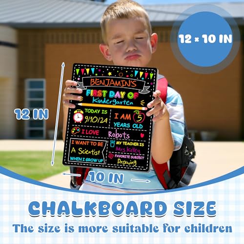double-sided first day of school sign board 12  10 inches back to school sign reusable color painting first and last day of preschool board washable chalkboard for kindergarten pre-k