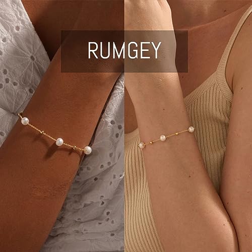 Gold Pearl Bracelets for Women Stainless Steel Adjustable 18K Gold Dainty Pearl Bead Link Simple Cute Women's Bracelet Trend Bridesmaid Jewelry Gifts for Her4