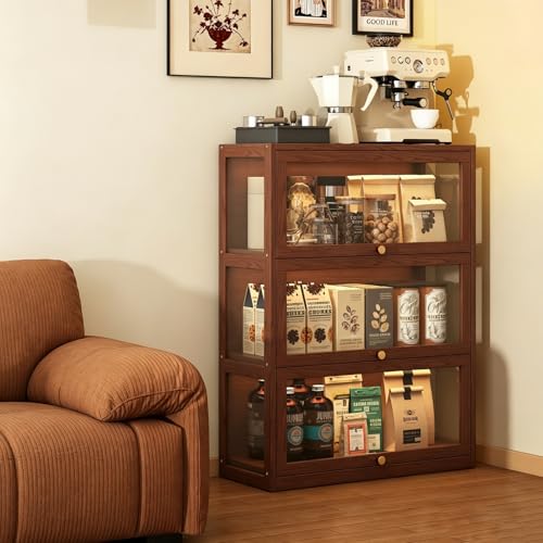 CLLXDZ Aparador Moderno de Madera Maciza, Armario de Cocina Autónomo con Puertas Acrílicas, Amplia Encimera para Cocina, Sala de Estar y Hogar(60x106cm/23.6x41.7in)