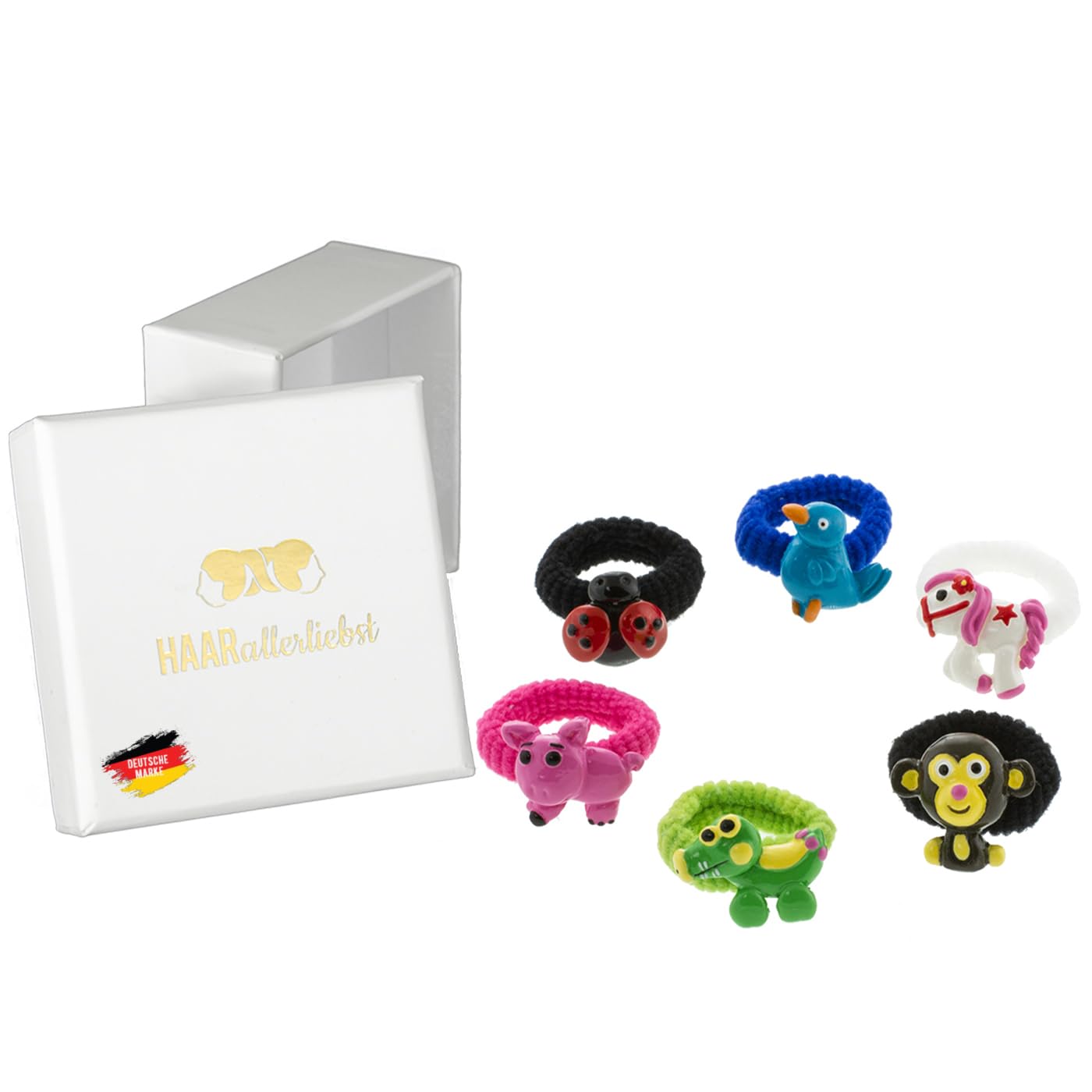 HAARallerliebst Girls Hair Scrunchies Set (6 Pieces, Small animals, 1 count (Pack of 6)