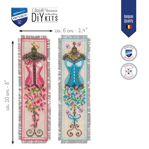 Image of Vervaco Bookmark Counted Cross Stitch kit Corset Set of 2, DIY