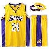 Pateacd Basketball Trikot Basketball ärmellose Anzug Kinder Erwachsene Weiß Schwarz Lila Gelb T-Shirt Weste + Shorts, Jugendlich Sweatshirt,Gelb,4XL(180~185cm)