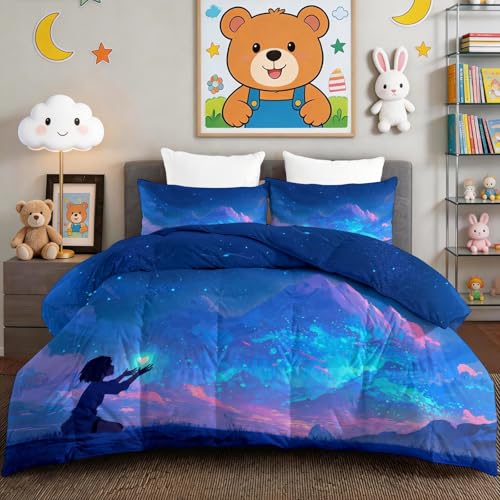 Edredón nórdico sin funda animado de 200 x 200 cm colcha reversible estrellas montaña verano 4