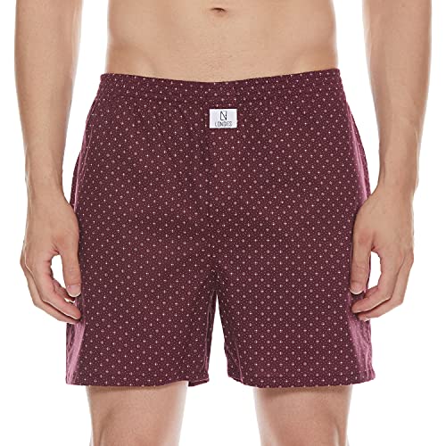 Image of Longies Pure Cotton Men Printed Boxers Pack of 3 Regular Shorts (LGBOXPO3V003 Navy,Blue,Maroon3266 XL)