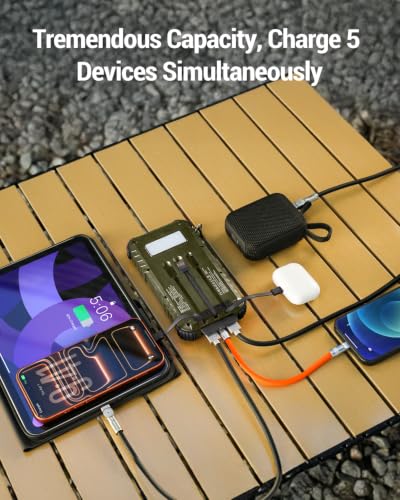 Image of Solar Power Bank Built-in Cables Speed Charging 20000mAh Camping