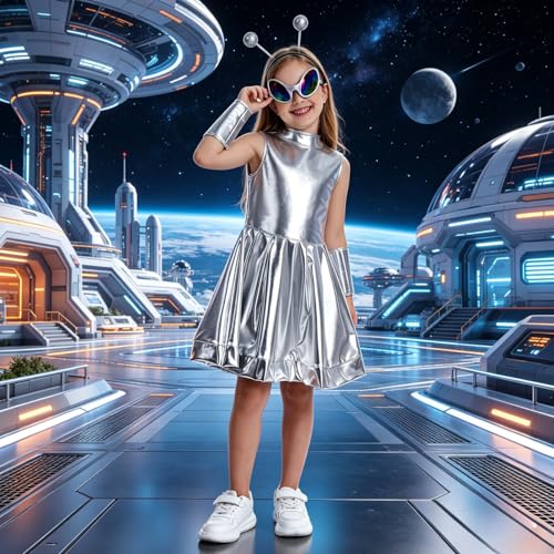 Disfraz de alienígena casa colorida para niñas set 4 piezas miniatura 5