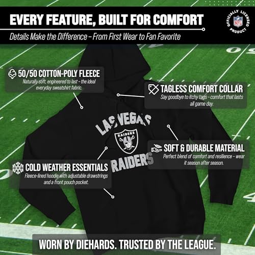 Team Fan Apparel NFL Adult Gameday Hooded Sweatshirt - Poly Fleece Cotton Blend - Stay Warm and Represent Your Team in Style (Las Vegas Raiders - Black, Large) - Image 3