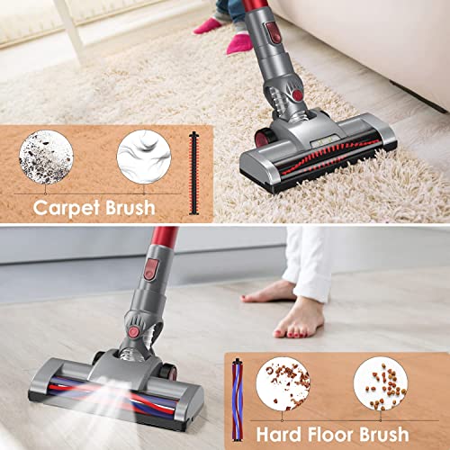 Aspirateur Balai sans Fil,18000pa Aspirateur sans Fil Puissant 4 en 1 Aspirateur 45Min Autonomie Aspirateur Balai de Voiture avec Phares à LED Balais Électriques pour Tapis Sols Durs Poils d'animaux - Image 5