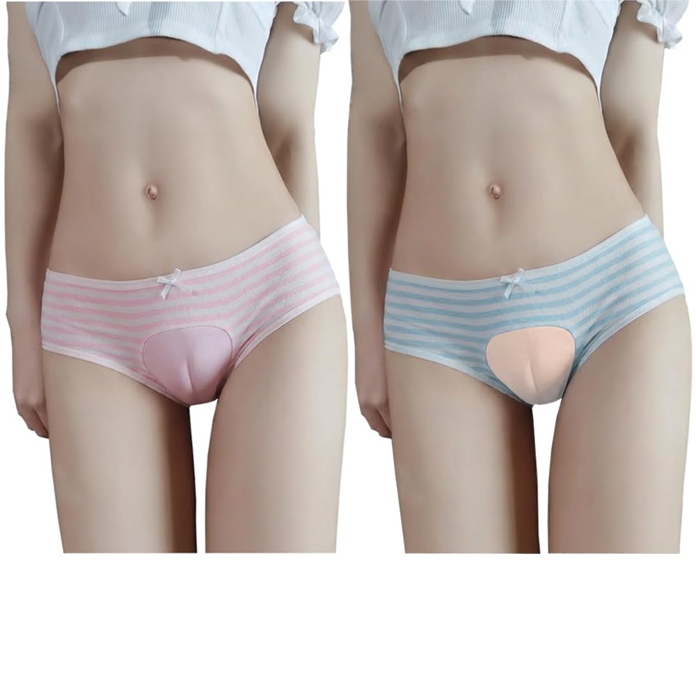 Striped Cotton Pouch Panties Underwear for Women Men Pack of 2
