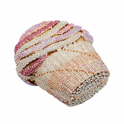 Image of Women Ice Cream Crystal Evening Bag Luxury Rhinestone Clutch Wedding Party Minaudiere Purse and Handbag for Cocktail