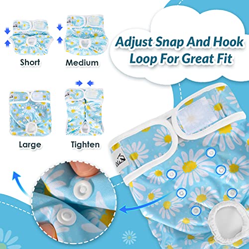 Eyein Reusable Dog Nappies Female - 3 Pack Period Heat Pants Adjustable, Leak Proof Pet Incontinence Nappy Super Absorbent, Doggie Knickers Diaper for Season, Medium - Image 5