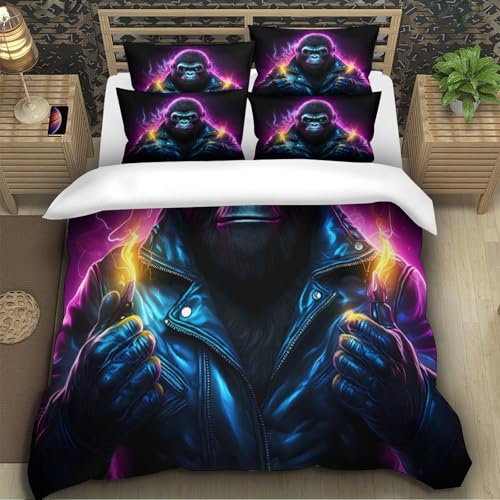 Housse de couette gorille foudre 140x200 parure de lit microfibre - 5
