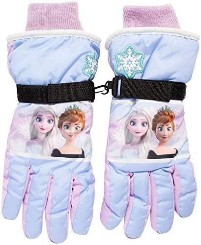Disney Girls' Winter Insulated Snow Ski Gloves – Minnie Mouse or Frozen II Elsa & Anna (Toddler/Little Girls), Size Age 4-7, Frozen Ski Glove