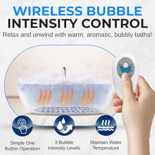 SereneLife Bubble Bath Mat, Bathtub Mat with Air Massage and Remote Control, Waterproof, Non-Slip, Adjustable Bubble Intensity, Aroma Diffuser, 47x14.2 Inch Full Body Spa Massager