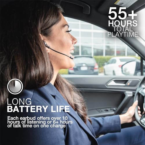JLab Work Buds True Wireless Earbud Headset, Bluetooth Earphones with Detachable Microphone, 55+ Total Playtime - Image 3