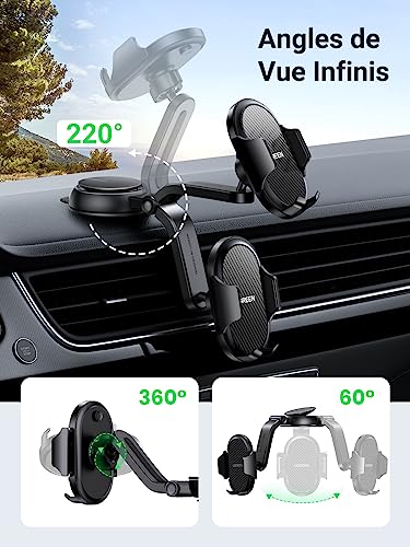 Support smartphone automobile rotation 360 degrés UGREEN ventouse haute adhérence - 6