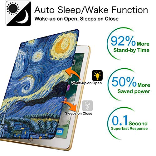Image of DuraSafe Cases for iPad Air 1 /2 Gen & 5 /6 Gen- 9.7 inch A1893 A1822 A1566 A1474 MRJN2HN /A MR7G2HN /A MP2G2HN /A MD785HN /A MD788HN /A MGL12HN /A Printed Cover with Auto Wake /Sleep Feature - Starry Night