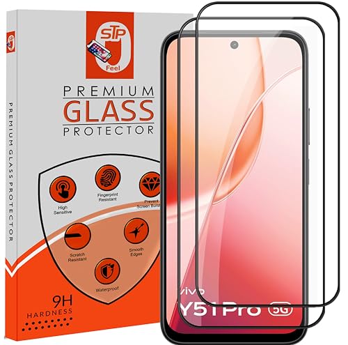 Image of STP FEEL Premium Tempered Glass Screen Protector Guard Compatible For Vivo Y51 Pro 5G (6.75 Inch, Pack of 2) | Edge to Edge Coverage With Easy to installation kit for Smartphone