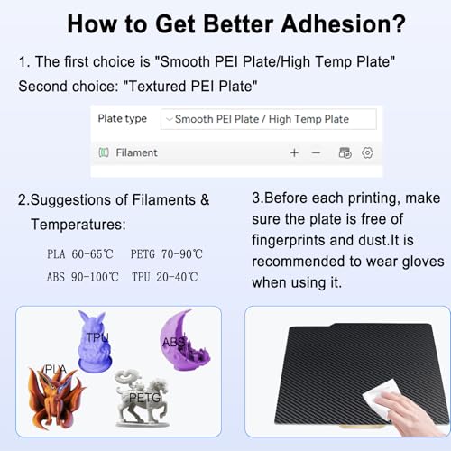 HIKUDIY 257x257mm PET PEO Double Side Build Plate for Bambu Lab X1C/X1/X1E/P1P/P1S/A1/P2S, Smooth Diamond PEO+Carbon Fiber PET Spring Steel Sheet Plate for Bambu Labs 3D Printer - Image 3