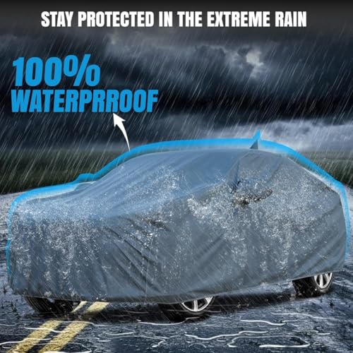 Image of for Nissan Magnite 100% Waterproof Car Cover for All Weather Protection with Mirror Pockets, Soft Cotton Lining, Triple Stitched with Adjustable Belt Bottom Elastic to Secure Fit