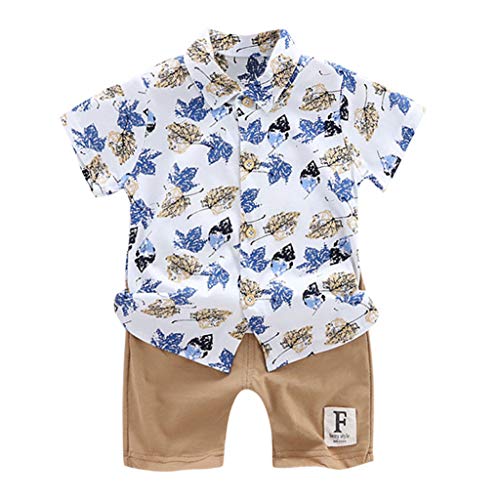 Boys Outfits&Set,Toddler Kids Baby Boy Floral T Shirt Tops+ Shorts Pants 2pcs Clothes Set,Cute Baby Clothes for Boy Girl Gifts(Brown,2-3 Years)