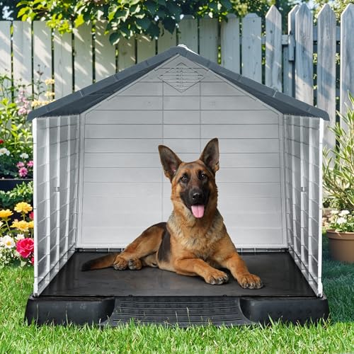 image for YITAHOME Large Plastic Dog House, Waterproof Indoor Outdoor Doghouse f
