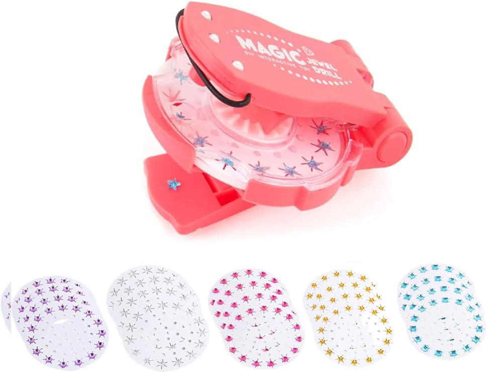AMERTEER Hair Bedazzler Kit with Rhinestones, Diamond Styler Kit with 180 Gems Decoration Deluxe Set for Girls Kids - Load, Click, Bling! Comes with Glam Styling Tool for Girls Kid
