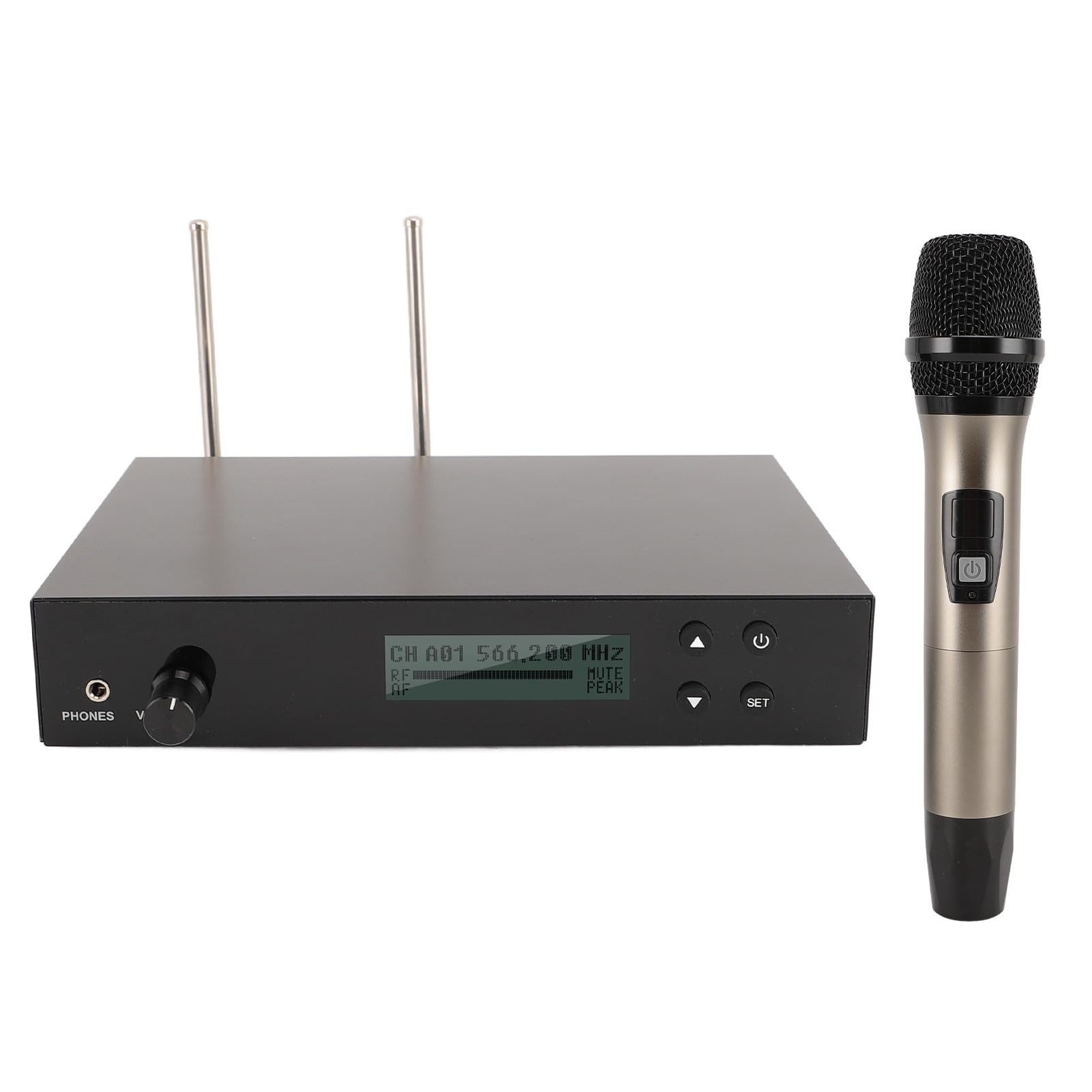 Profesjonalny Bezprzewodowy Mikrofon Ręczny o Wysokim Wzmocnieniu do Karaoke, Imprez i Wesel z częstotliwością 566-608 MHz, Zasięg 100 M, Idealny dla Piosenkarzy i Głośników