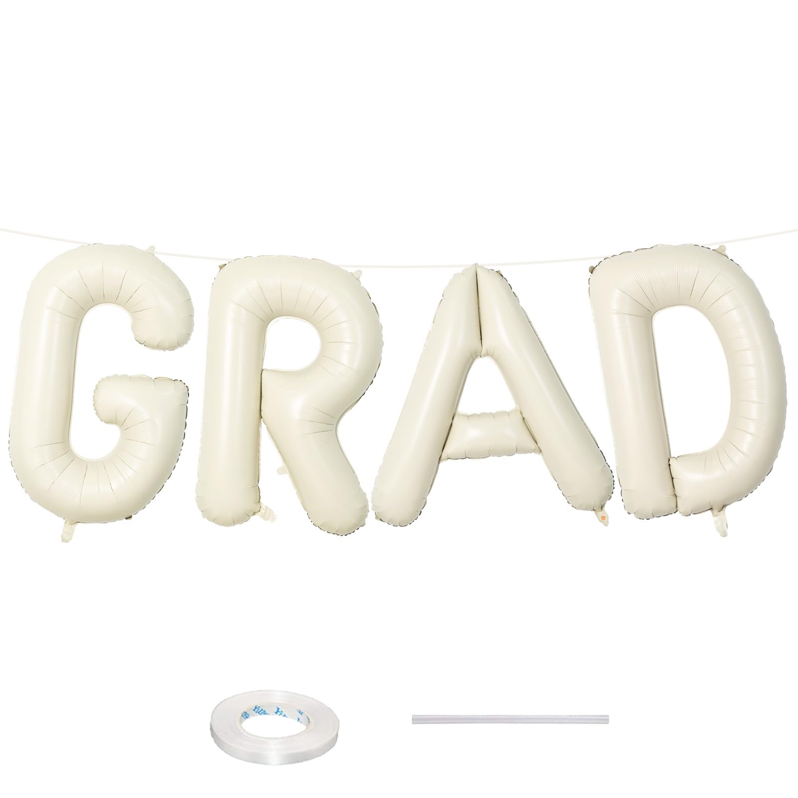 40 Inch Beige GRAD Balloons for Graduation Party Decorations Large Cream White Sand Grad Balloons Letter