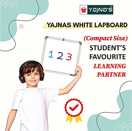 Image of YAJNAS 1x1 Feet Non-Magnetic Heavy-Duty Aluminum Frame White Board with Chalk Board Small Slate (Pack of 1)