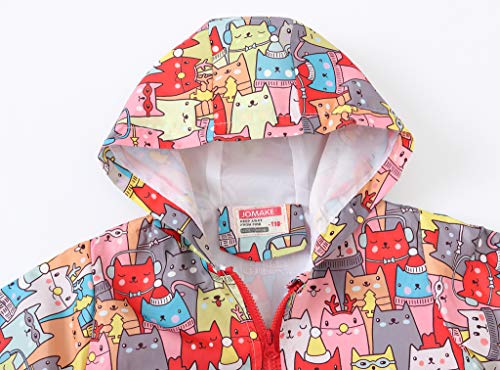 Image of TUIJI Toddler Boys Girls Cartoon Print Zip Jacket Hooded Trench Lightweight Kids Coats Windbreaker Casual Outerwear