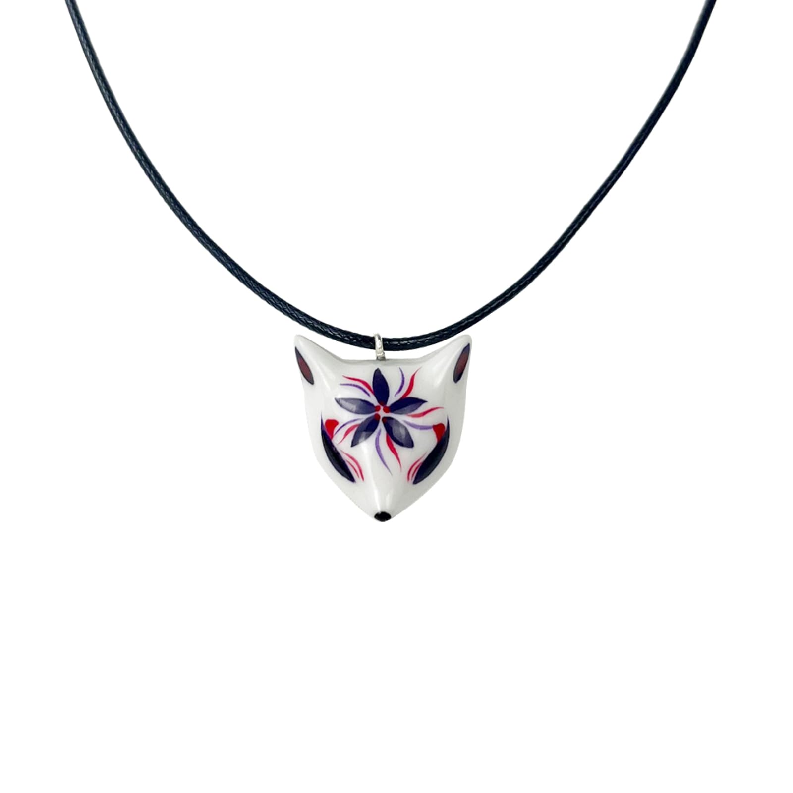 YangYong Keramik-Fuchs-Halskette, kleiner Kitsune-Masken-Anhänger für Damen, Herren, Freund, Mädchen, einzigartig, handbemalt, Geburtstagsgeschenk, Stränge Schmuck