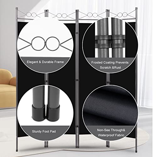 Room Divider-4 Panel Tall Room Dividers And Folding Privacy Screens, 6 Ft Divider Room Fabric Panel W/Matel Frame, Freestanding Wall Divider Screen, Portable Partition Room Dividers For Study Dorm #TOP6