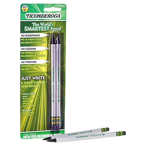 Ticonderoga Sensematic Mechanical Pencil, 0.7Mm Lead, Silver, 2 Count #TOP1