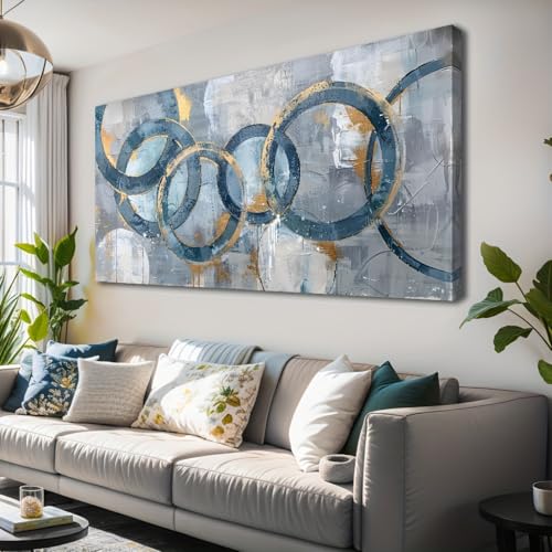 Tableau abstrait contemporain art mural 35x72cm pour salon et chambre