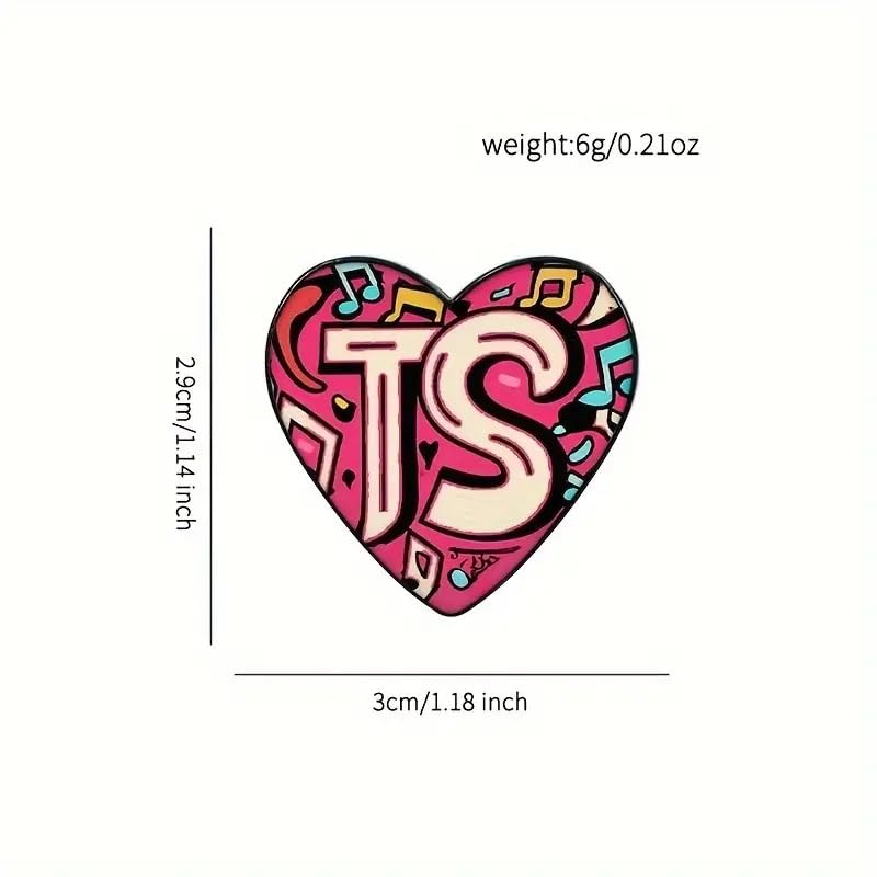 Image of I (Heart) LOVE T.S. Brooch Pin Singer Team Era Tour Fans Gift Music Lover Merchandise Perfect for Jackets, Backpacks, Hats and More