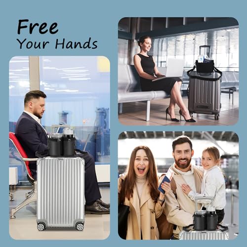 Image of zxbaers Luggage Cup Holder, Free Hand Drink Caddy Fit Most Suitcase Handles Portable Travel Cup Holder with Adjustable Strap Hold Two Cups Airplane Travel Accessories Must Haves