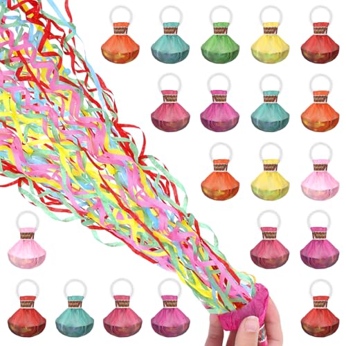 20 Stück Luftschlangen Geburtstag, Wurf Luftschlangen Bombe Bunt Hand Throw Streamer Konfetti Kanone Werfen für Juicy Bomb Birthday Celebrations Streudeko Geburtstag Faschingsdeko mit 30 Streifen