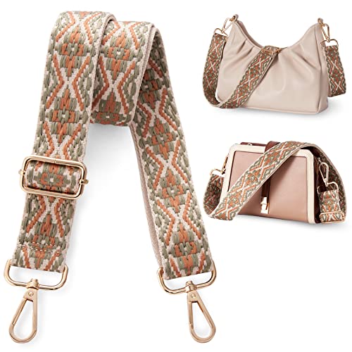 Image of LIVACASA Adjustable Purse Strap Replacement for Women, 1.5 inch Wide Crossbody Shoulder Strap Boho Handbag Strap Guitar Strap