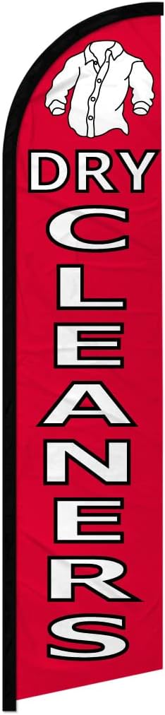 Dry Cleaners Windless Full Sleeve Banner Swooper Flag - Perfect for Businesses, Stores, Shops, etc