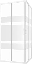 Corner Shower Enclosure 70 x 70 cm Screen Printed Glass 4 mm White Profiles H 185 cm Grenada Model
