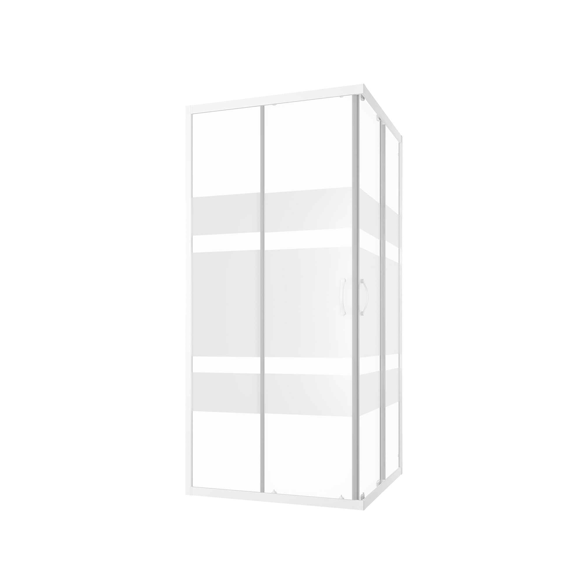 Box Doccia Angolare 75x75 cm Vetro Serigrafato 4 mm Profili Bianchi h185cm mod. Grenada