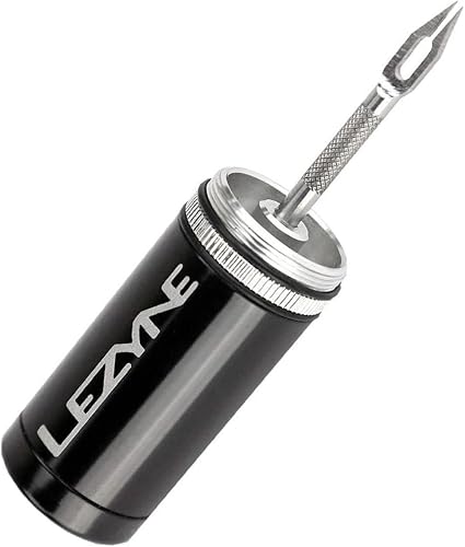 LEZYNE Tubeless Bike Tire Repair Kit - Road, Mountain & Gravel Bicycle Puncture Tool Set - Portable Compact Aluminum Storage ContainerHandle with