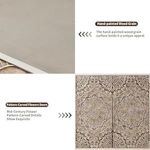 HOMPUS Storage Cabinet, Accent Cabinet with 2 Doors and Adjustable Shelves, Carved Pattern Doors Decorative Sideboard Buffet Cabinet, Coffee Bar Farmhouse Cabinet for Living Room, Entryway, Kitchen HOMPUS Storage Cabinet Accent Cabinet with 2 Doors and Adjustable Shelves Carved Pattern Doors Decorative Sideboard Buffet Cabinet Coffee Bar Farmhouse Cabinet for Living Room Entryway Kitchen