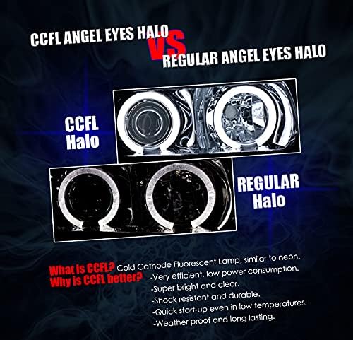 LED CCFL Halo Projector Headlights Headlamps Black Compatible with 2005-2006 Acura RSX