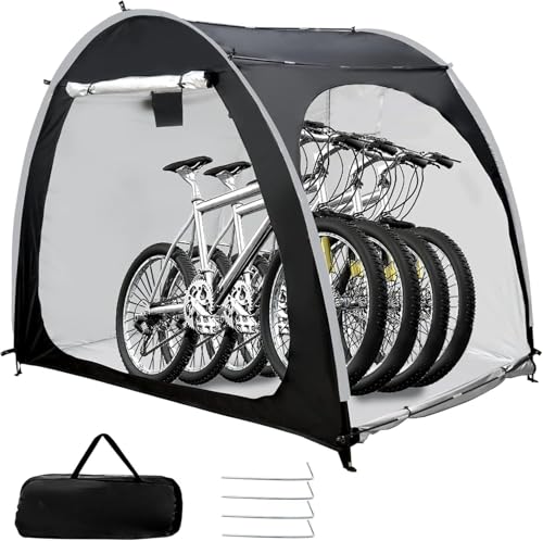Outdoor Bike Storage Shed Tent, 210x150x165CM Waterproof Cover for Multiple Bikes, Portable Shelter for 3-4 Bikes, Small Motorcycles, and Garden Tools