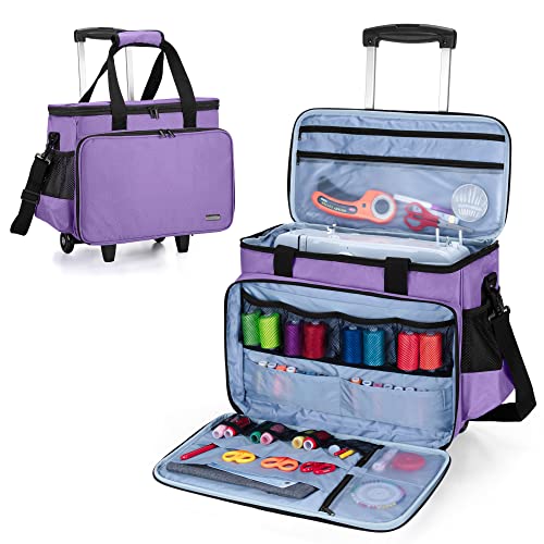 LUXJA Sewing Machine Case with Detachable Dolly and Removable Bottom...