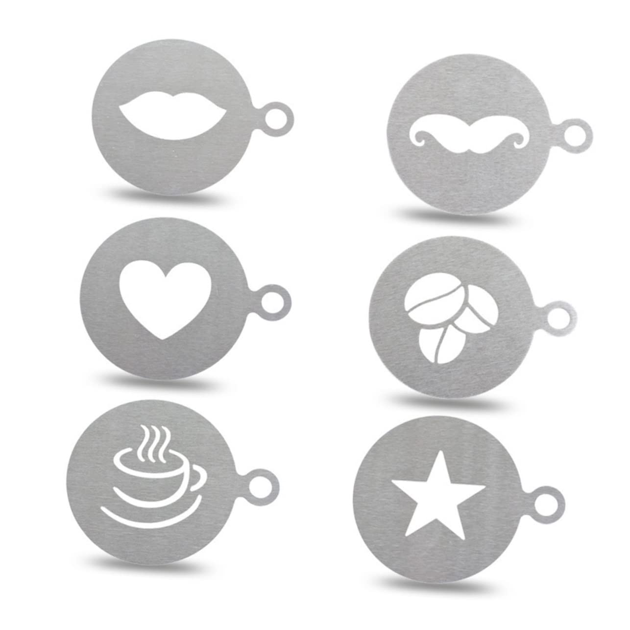 WEKADRIN Coffee Decorating Stencils Stainless Steel Latte Art Templates for Mousse Cake and Cappuccino Fun for Boys and Girls and Adults Easy to Clean Various Designs