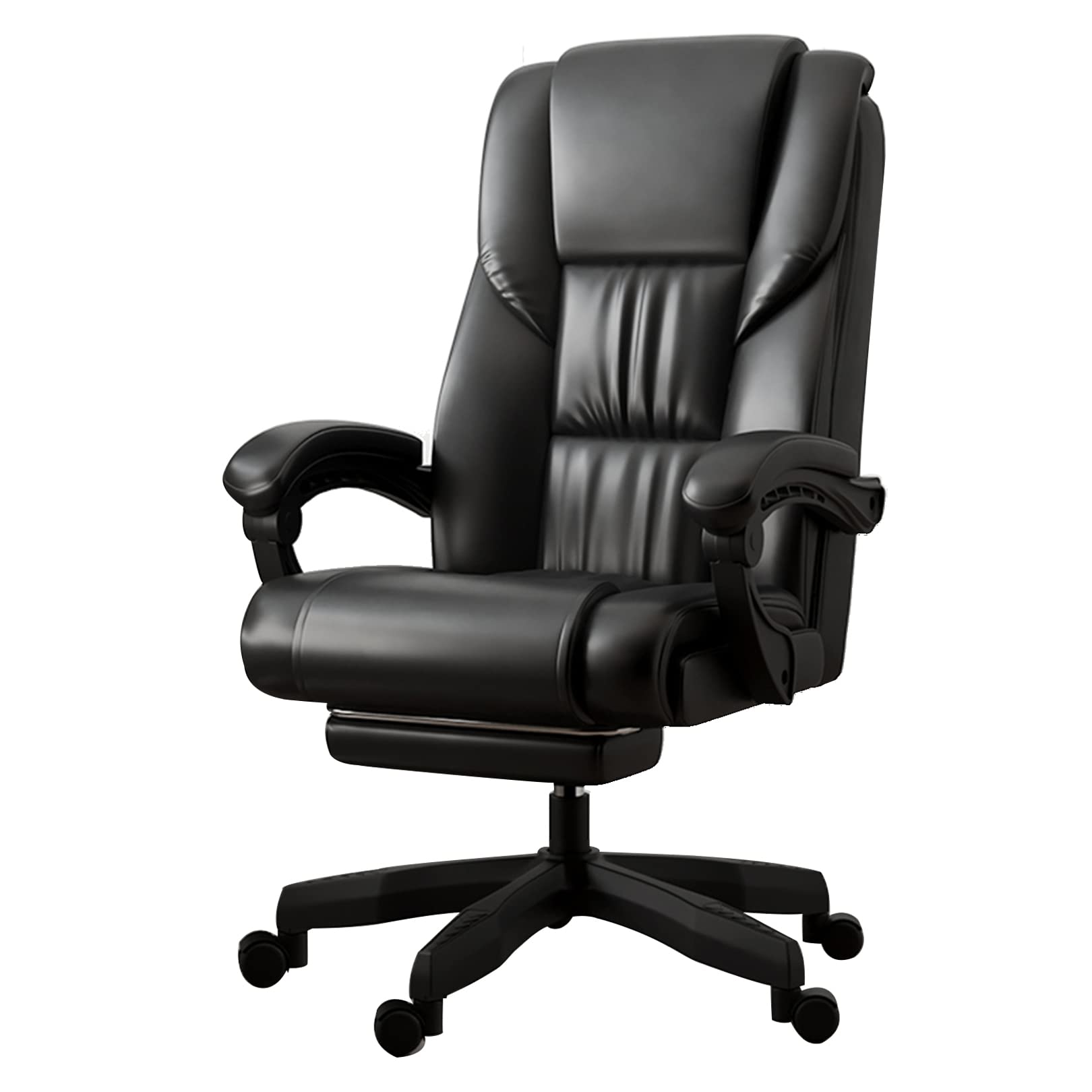 Ergonomiczne krzesło biurowe z podnóżkiem, obrotowe krzesło biurowe, ze skóry PU, krzesło komputerowe, czarne, brązowe